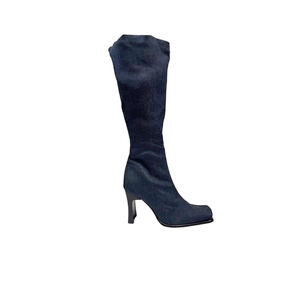 EUC - Navid O Nadia Denim Stretch Block Heel Boot